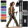 3k Carbon Fiber Trekking Poles - Collapsible Lightweight 24-55in