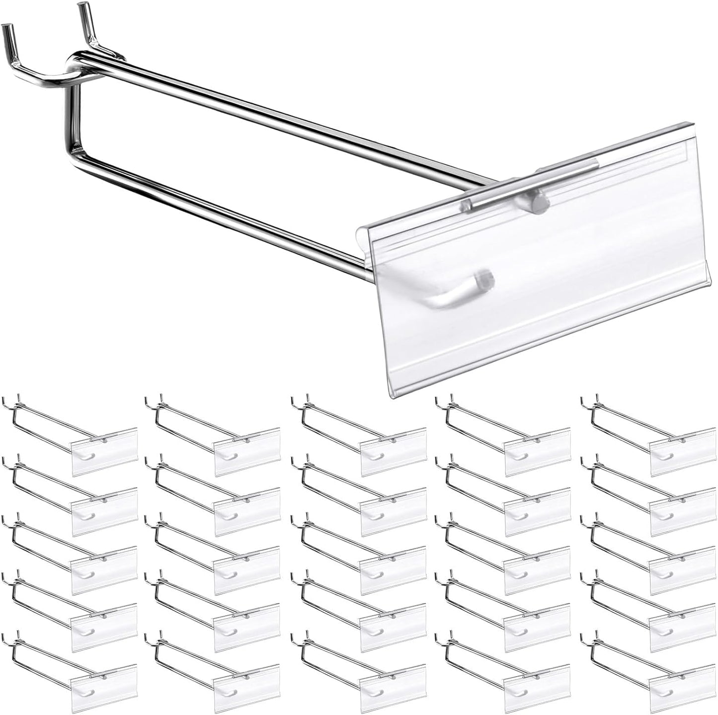 Thyle 50 Pcs Metal Scan Hook with Label Holder for Pegboard