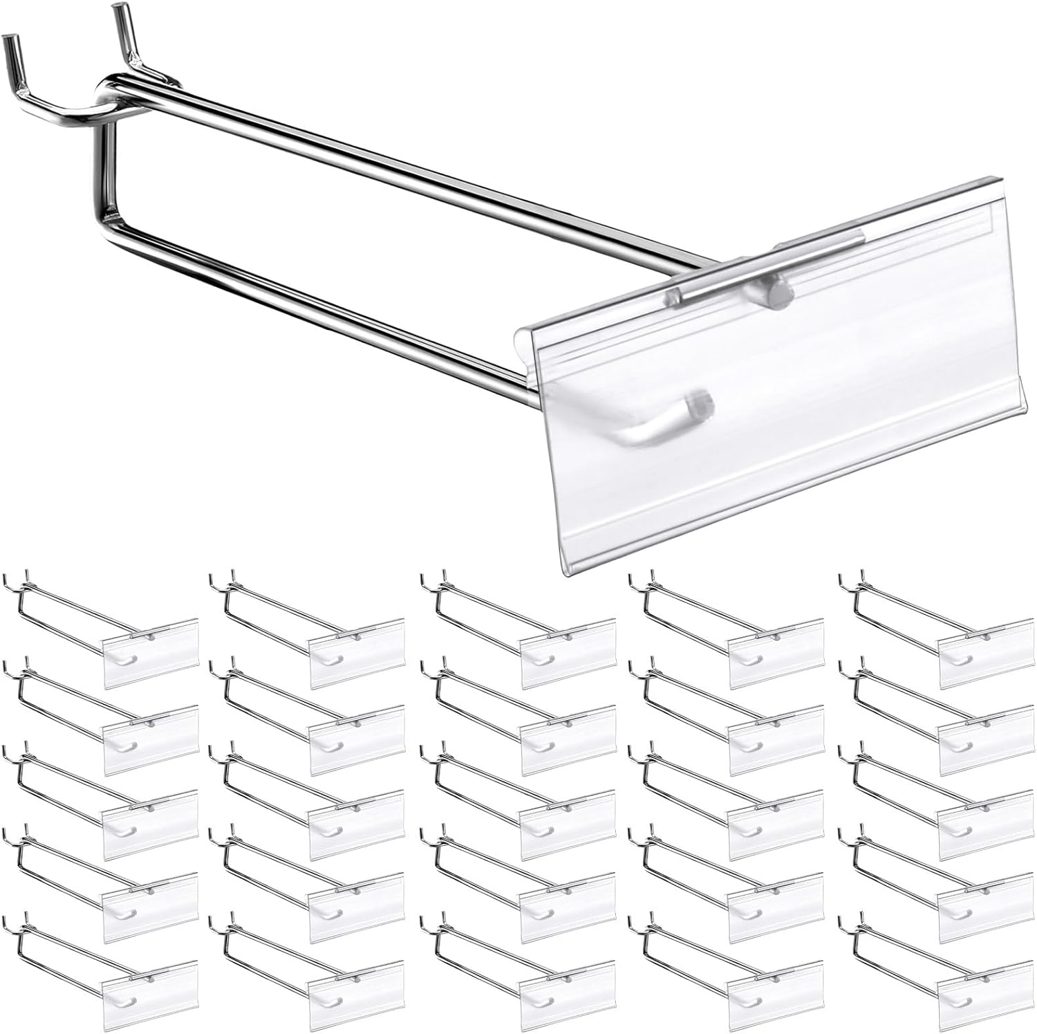 Thyle 50 Pcs Metal Scan Hook with Label Holder for Pegboard