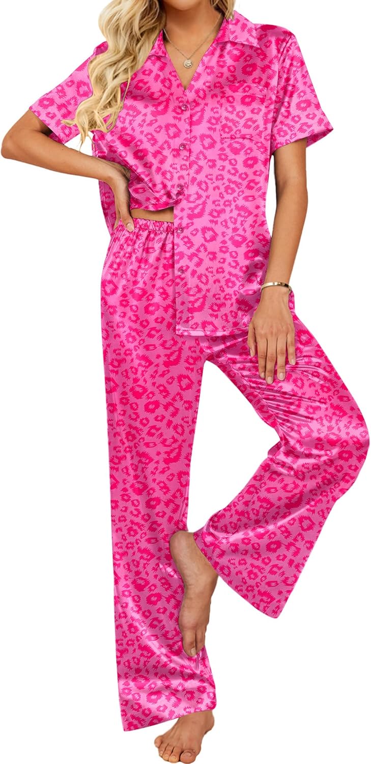 Ekouaer Silk Pajamas Set for Women - Soft Satin Sleepwear