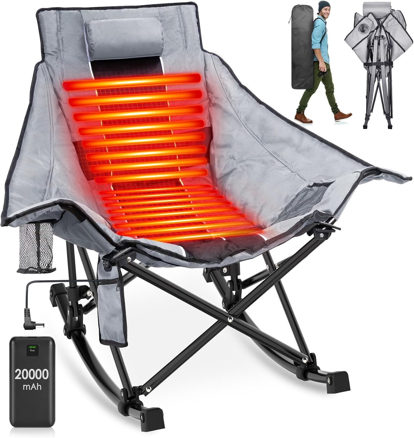 Suteck XL Heated Rocking Chair - 3 Heat Levels for Ultimate Comfort