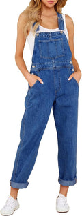 Women's Casual Stretch Denim Bib Overalls Pocketed Jumpsuits