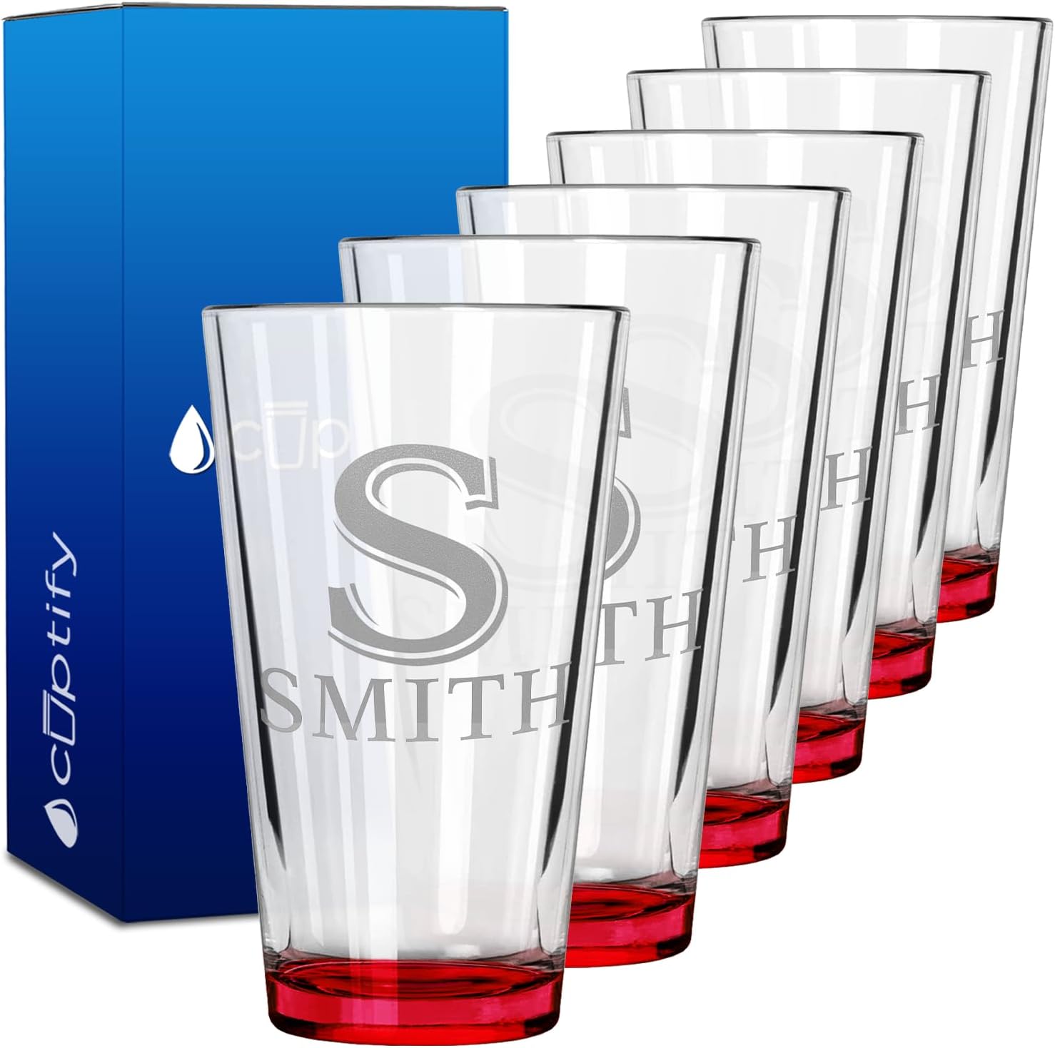 Personalized Beer Glasses Set of 6 Engraved 16oz Pint Glasses