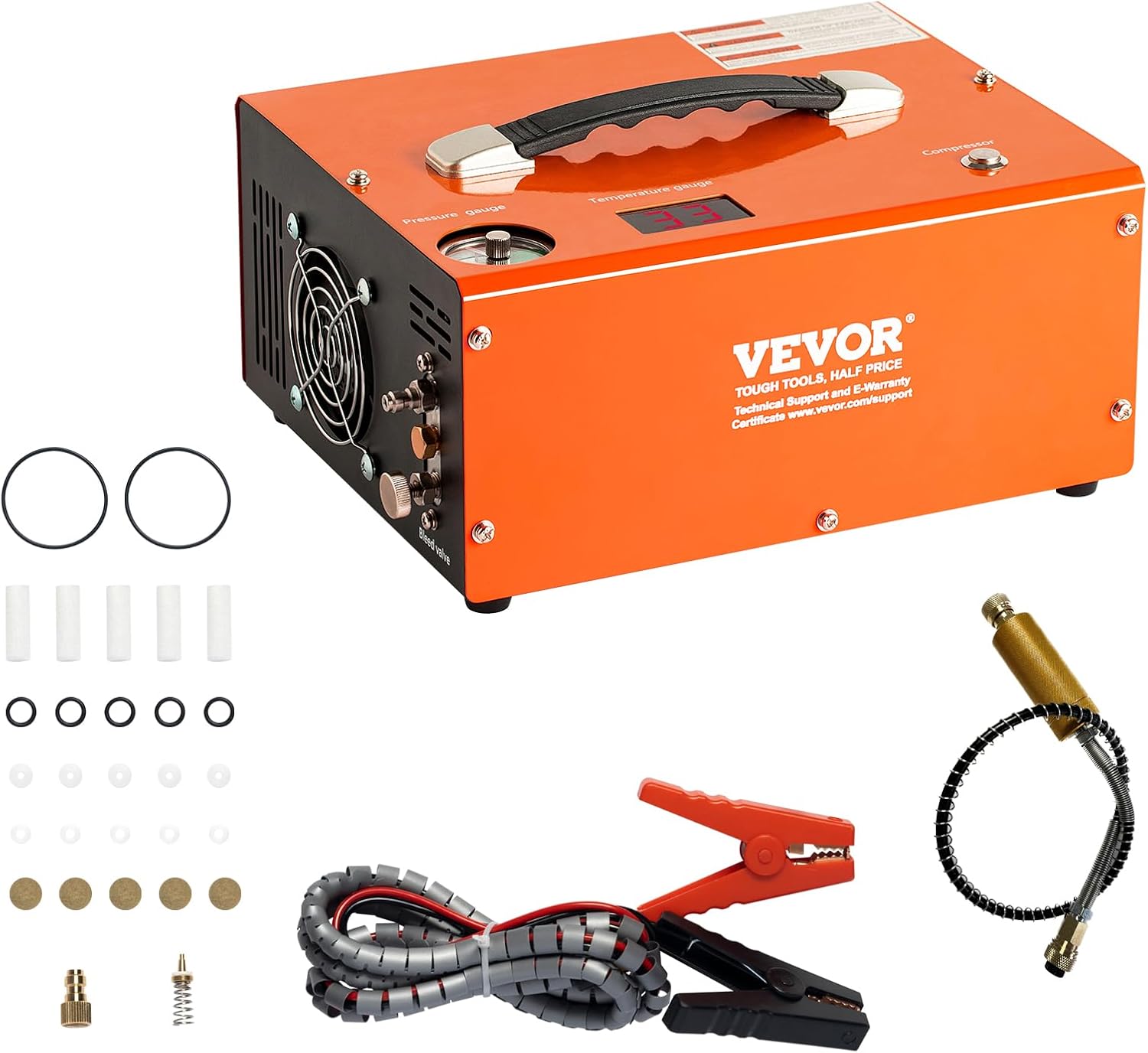 VEVOR 4500PSI Portable Air Compressor: Oil & Water-Free, Auto-Stop, DC12V/AC120V