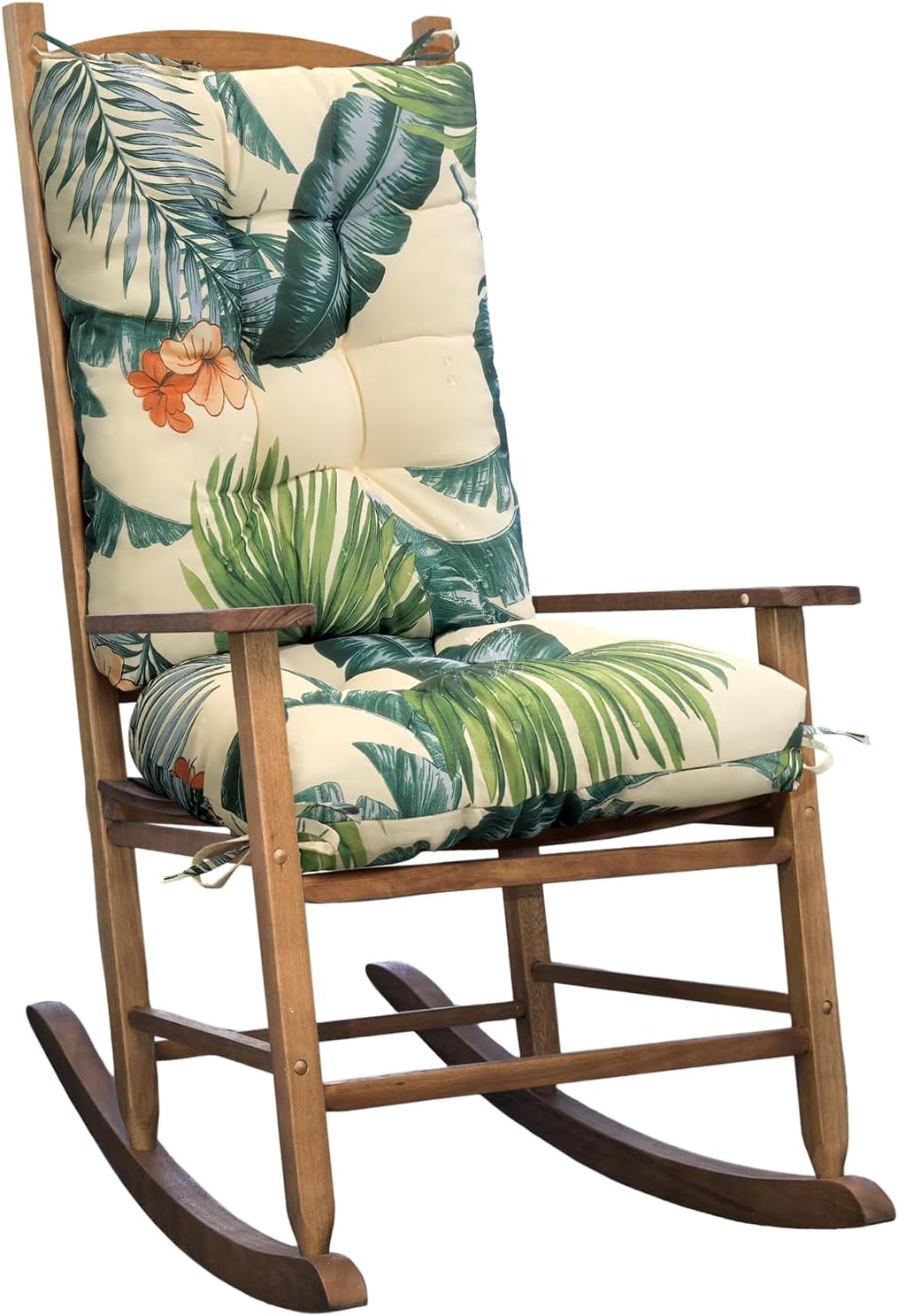 Floral Rocking Chair Cushion for Indoor Outdoor Use - Beige Green