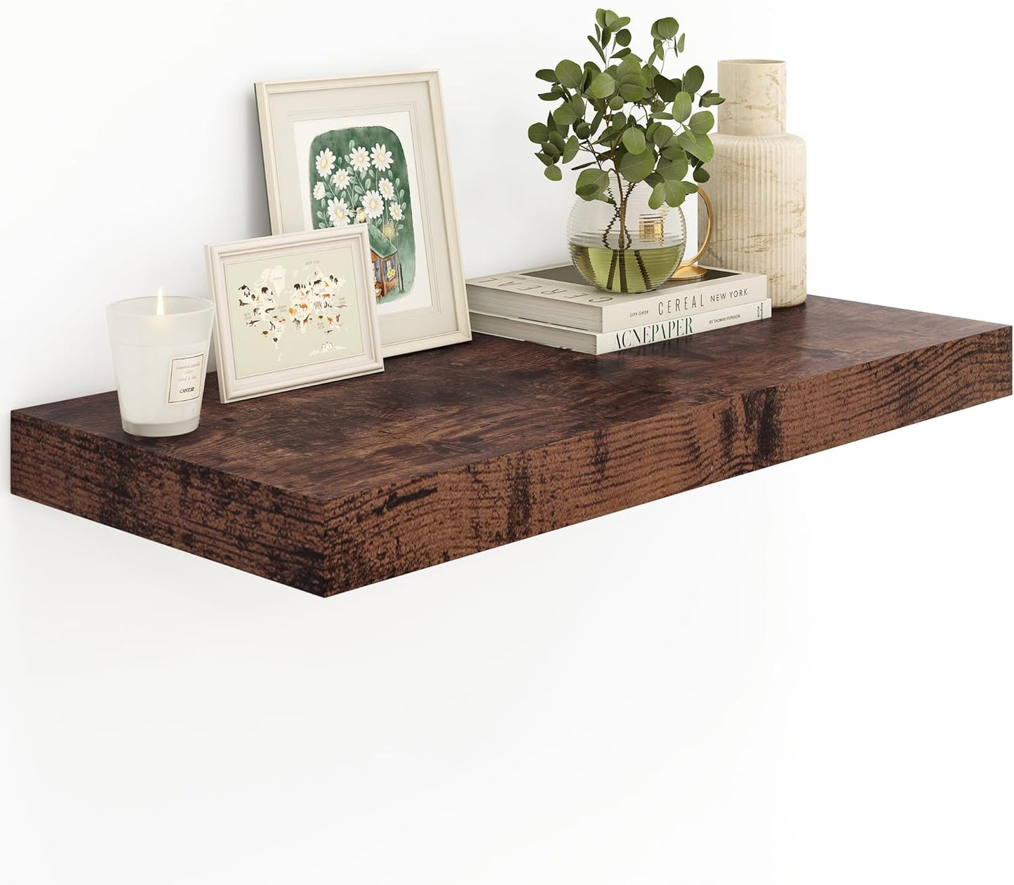 12 Deep Rustic Brown Floating Shelves for Modern Farmhouse Decor