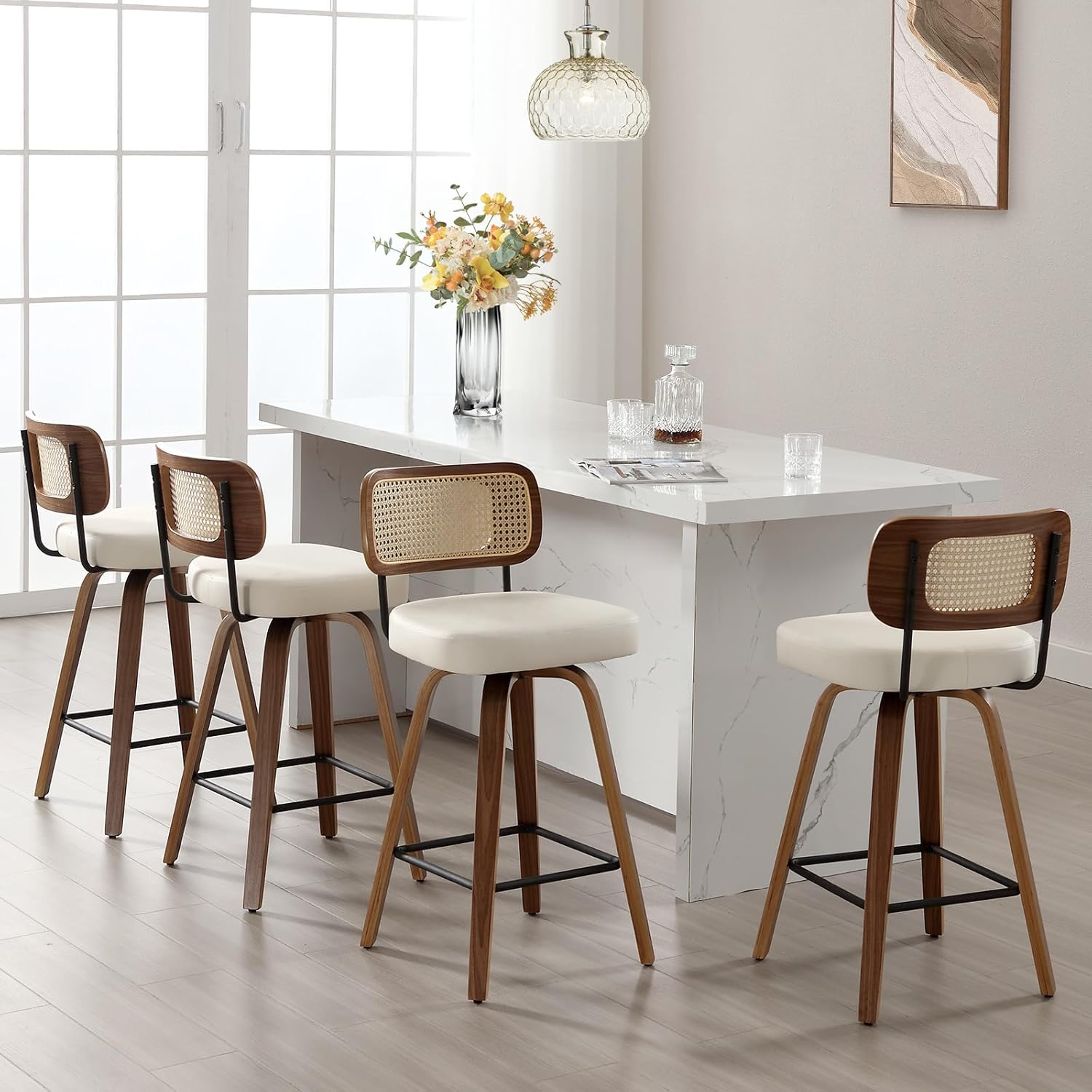 Swivel Counter Height Bar Stools Set of 4 for Kitchen Island