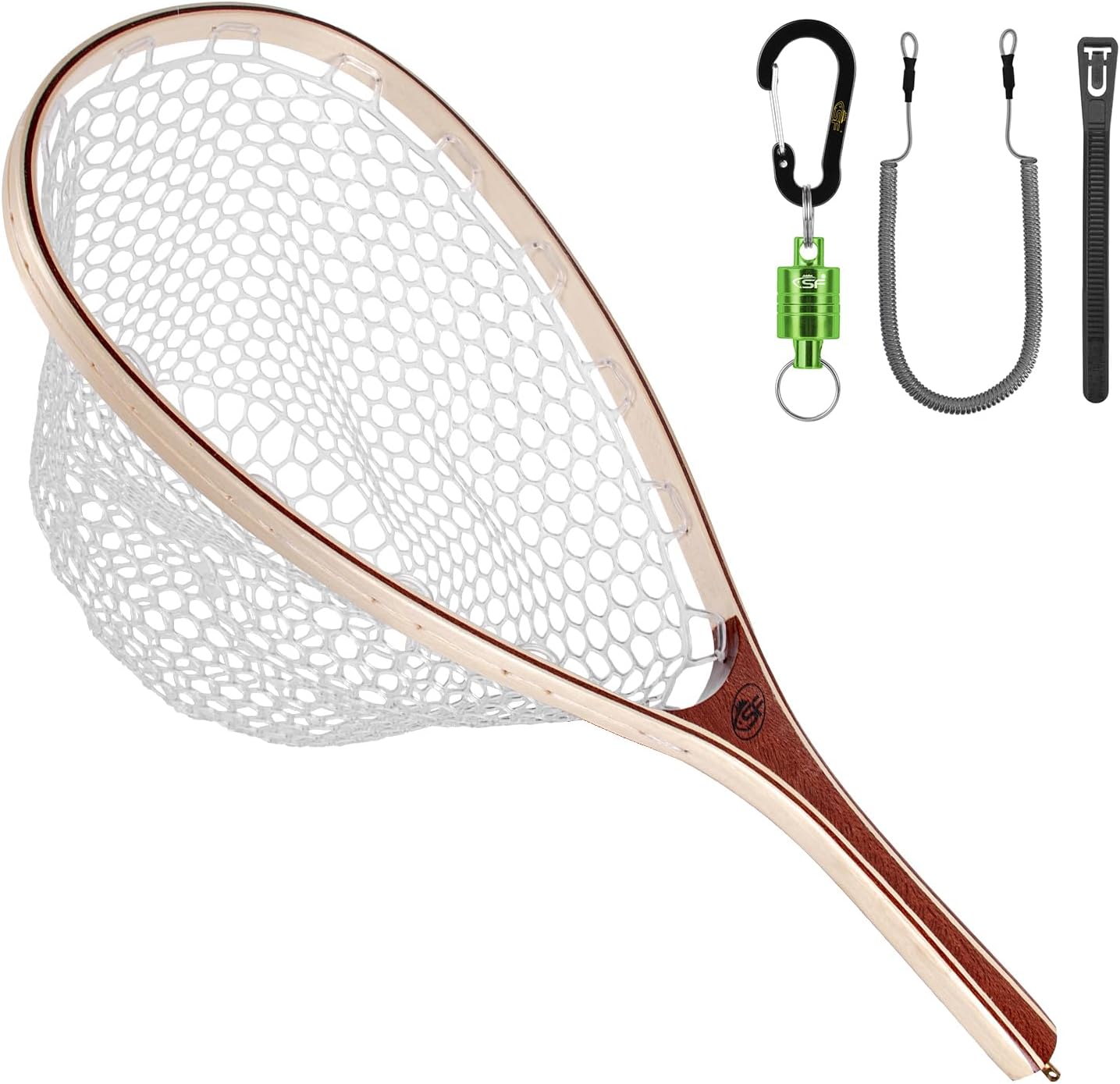SF Fly Fishing Landing Net Soft Rubber Mesh for Trout Catch