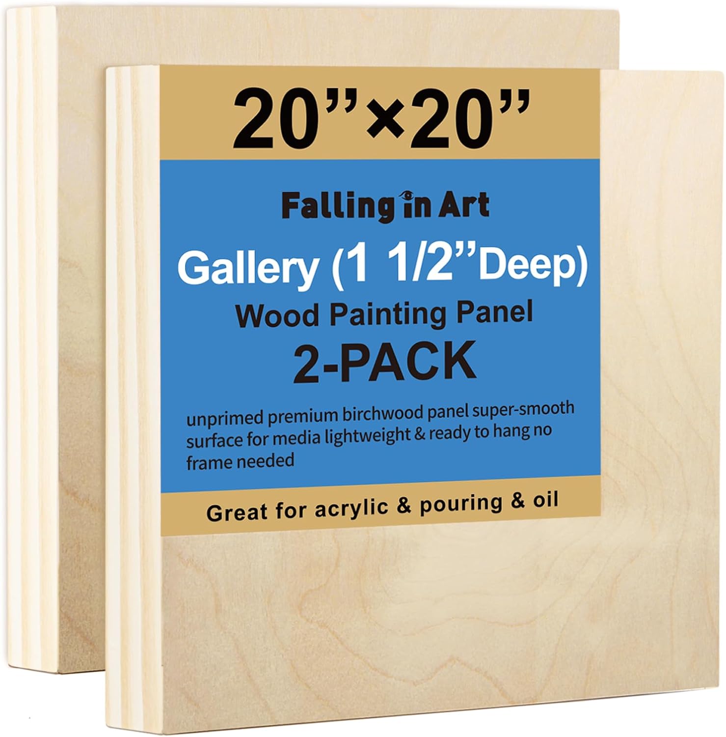 Falling in Art 20x20 Unfinished Wooden Canvas Panels for Painting