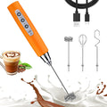 Nahida Orange Milk Frother Wand for Coffee - Rechargeable Handheld