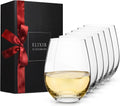 Stemless Wine Glasses Set of 6 17 oz - Premium Lead-Free Crystal Set