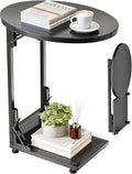 Elbourn Folding Side Table End Couch Table - Space-Saving C-Shaped