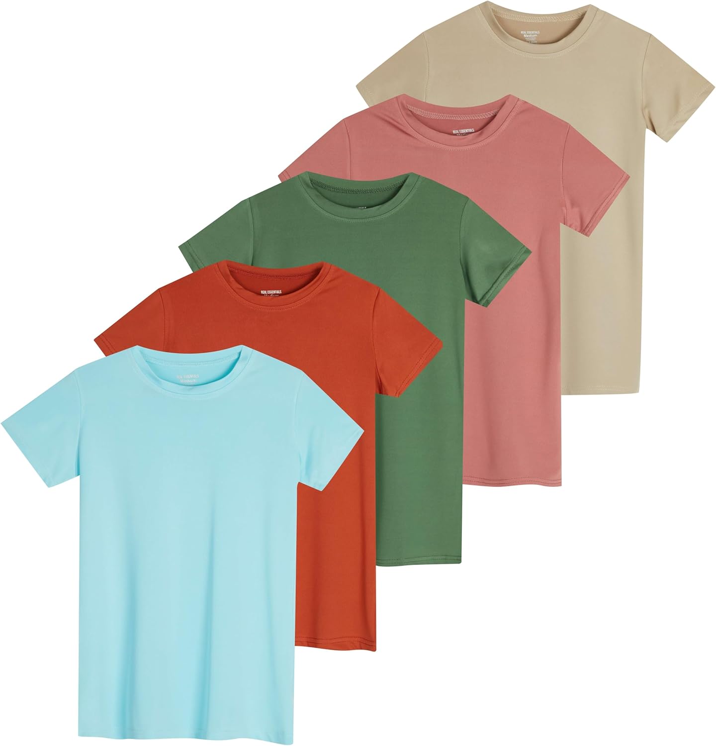 Girls Short Sleeve Dry-Fit Active T-Shirt 5 Pack for Comfort
