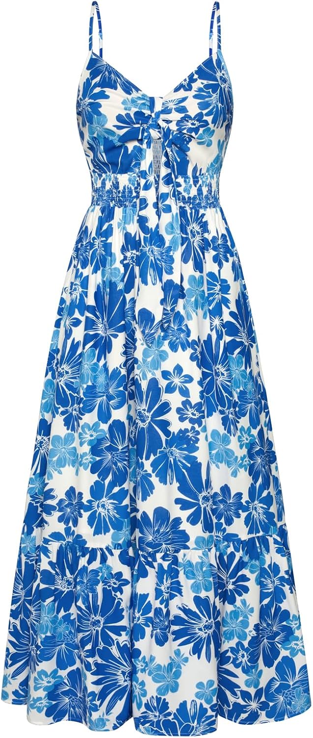 Summer Maxi Dress for Women with Floral Tie Front Design