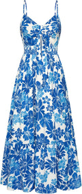 Summer Maxi Dress Floral Tie Front Spaghetti Strap - Flowy Beach 98%