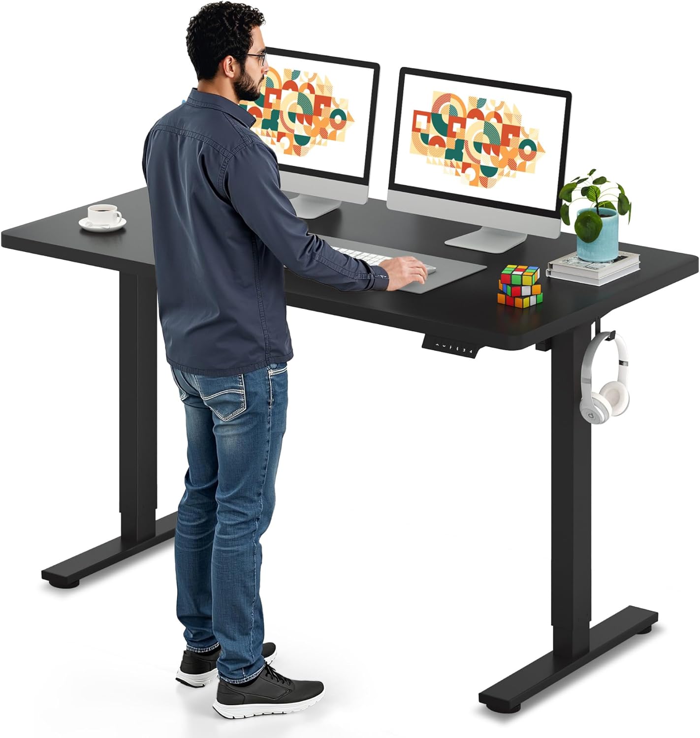 Electric Standing Desk 55 x 28 Inches for Ergonomic Comfort