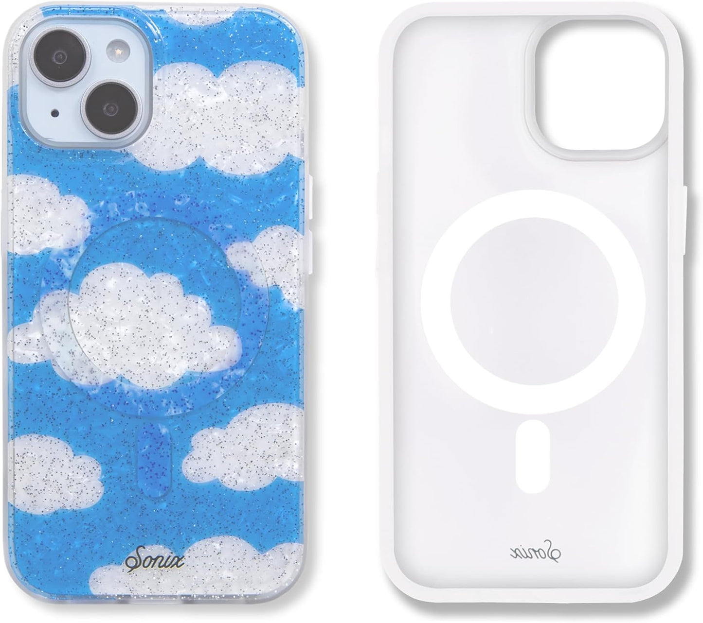 Sonix Protective Phone Case for iPhone 15, 14, 13 - Glitter Clouds