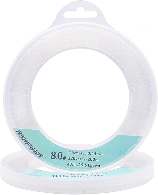 200m Strong Clear Fishing Line - Knots Easily, Holds 43lbs! 