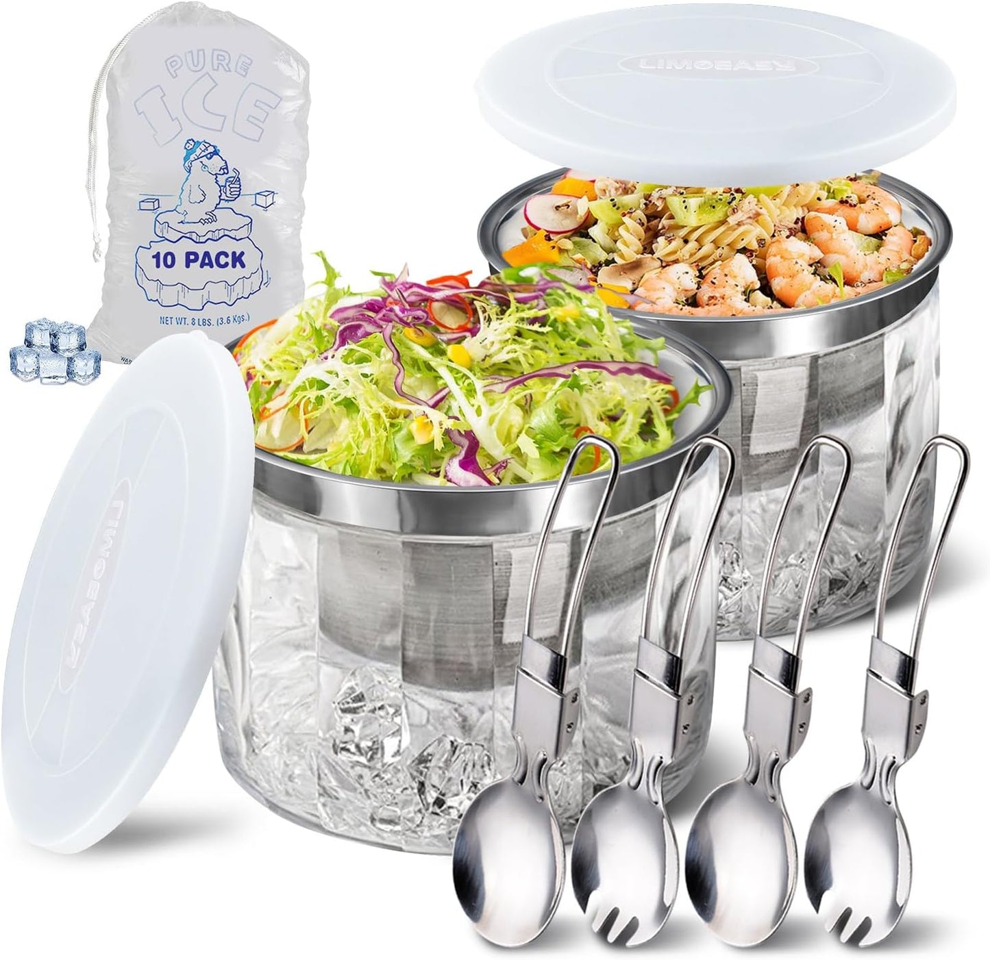 LIMOEASY Small Chilled Serving Bowl Set for Parties and Dips