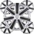 14 in Hubcaps Universal Wheel Rim Cover Silver & Black - Fit R14 Steel