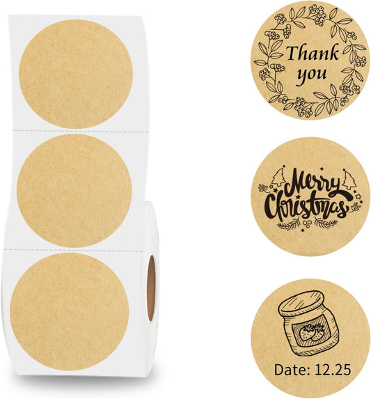 500 Kraft Round Thermal Labels for Easy Logo Design