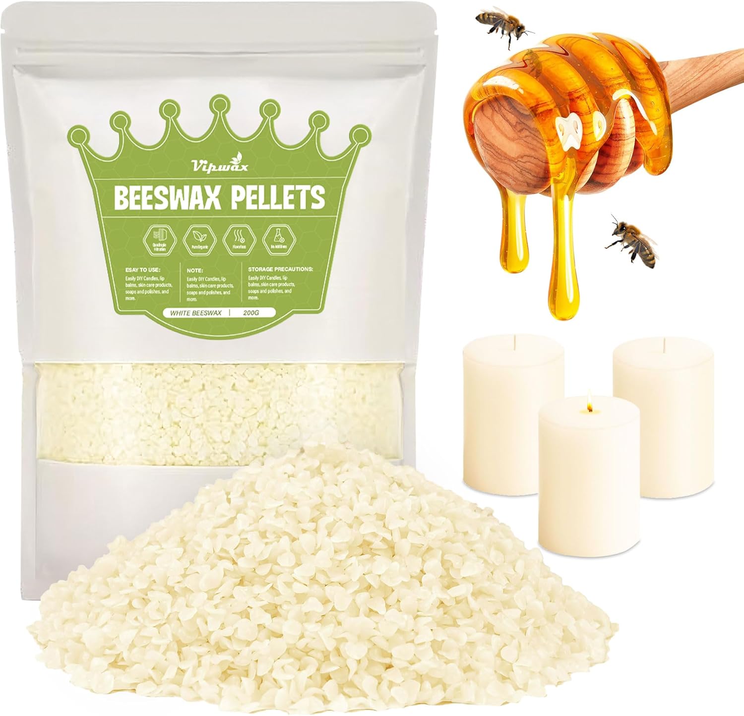 Organic Beeswax Pellets for Crafts & Skincare by VIPwax