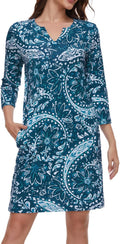 Womens 3/4 Sleeve UPF 50+ Sun Dress with Pockets - Quick Dry