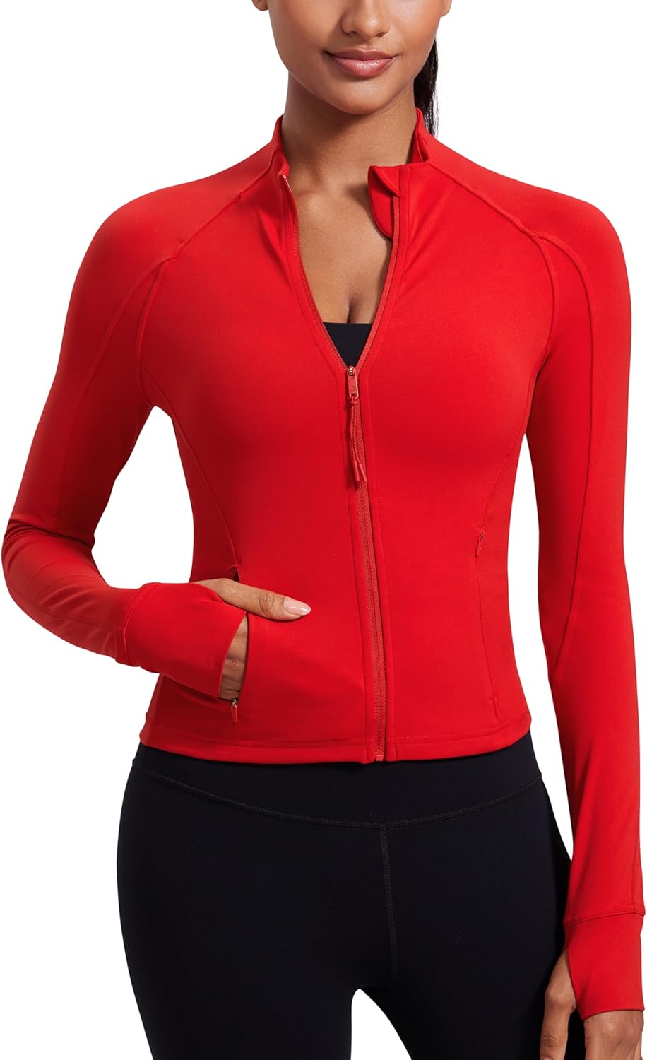 CRZ YOGA Butterluxe Womens Cropped Slim Fit Workout Jacket