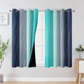 Estelar Textiler Navy Blue and Teal Blackout Curtains 45 in Length