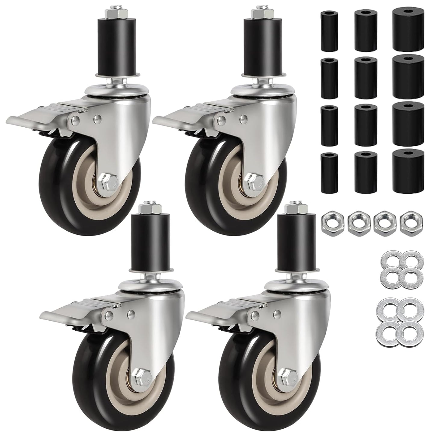 4-Inch Heavy-Duty Expanding Stem Casters for Easy Mobility