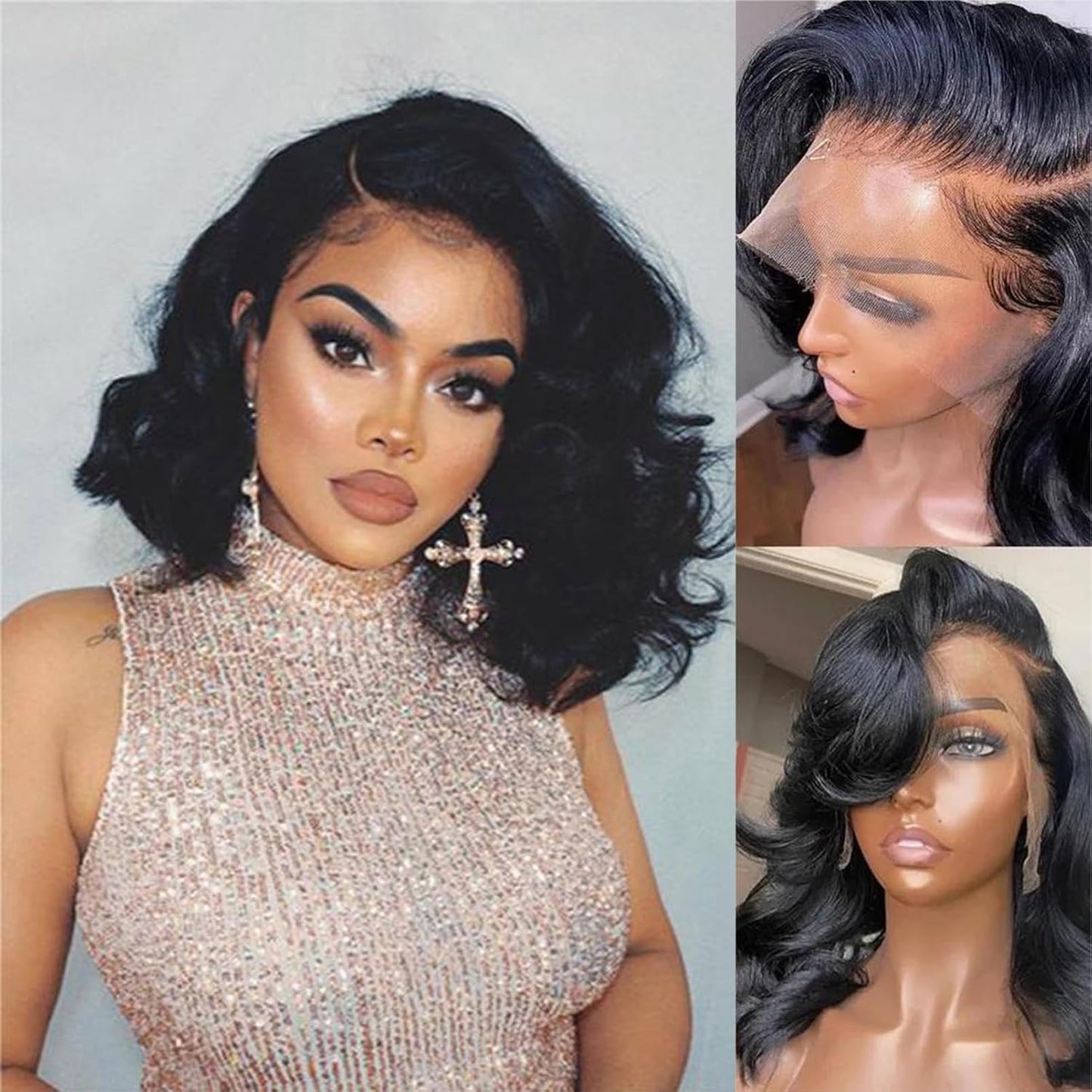 Short Bob Wigs Human Hair 13x4 Lace Front for Black Women