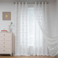 Light Blocking White Curtains with Pom Poms - Double Layer 102 in