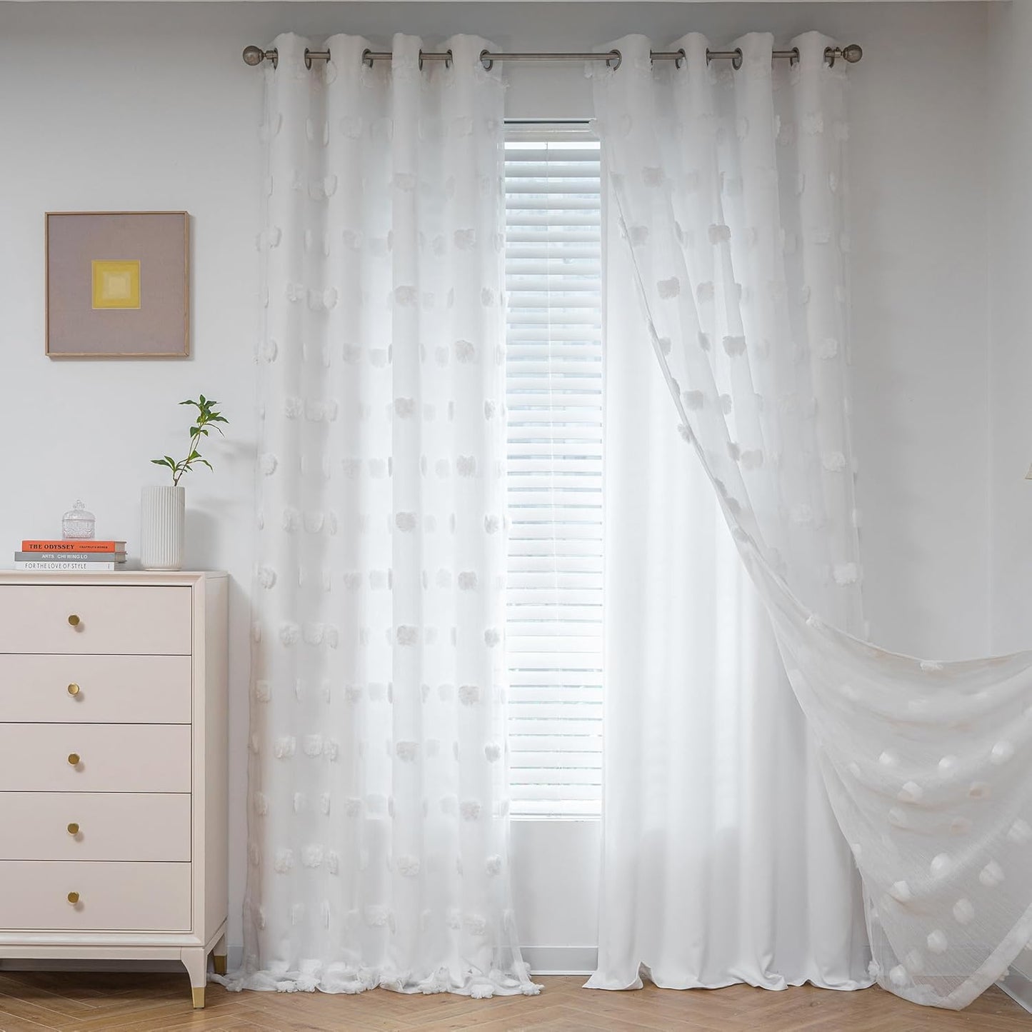 Light Blocking White Curtains for Living Room and Kids Room