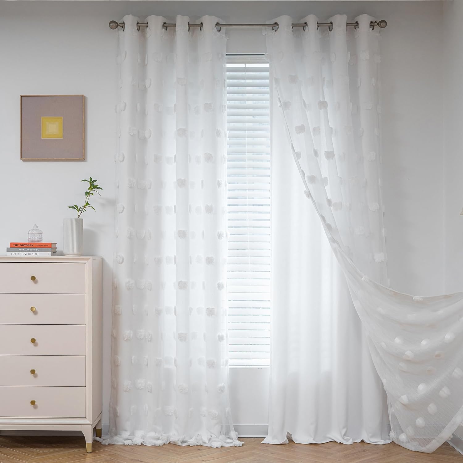 Light Blocking White Curtains for Living Room and Kids Room