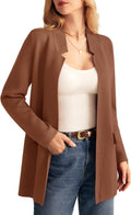 Long Sleeve Open Front Knit Cardigan Notch Collar Blazer - Cozy Layer
