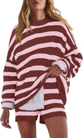 LAMISSCHE Womens Oversized Lounge Set 2-Piece Striped Sweater Set