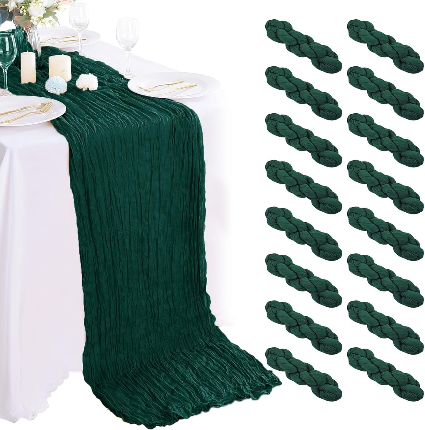 Emerald Green Cheesecloth Table Runner - Perfect for Events