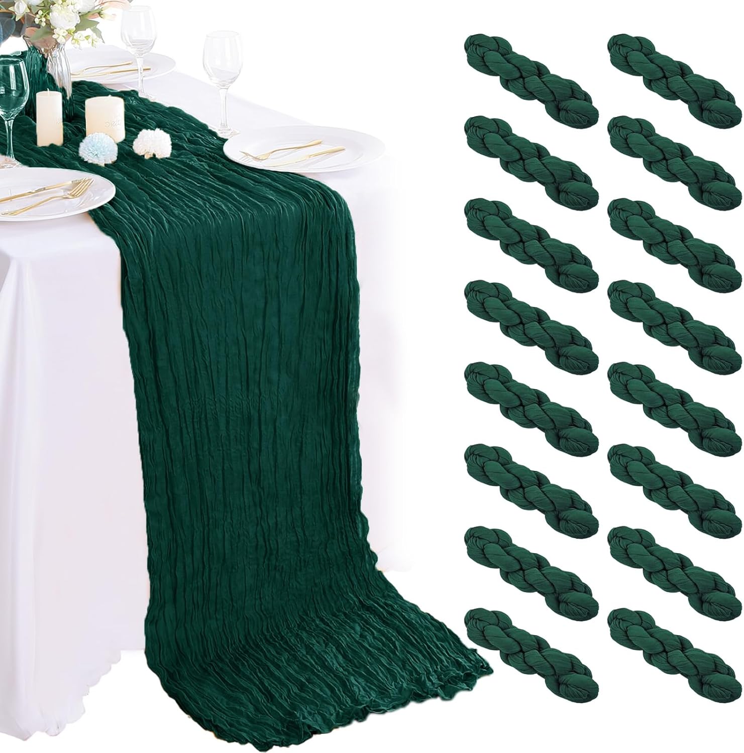 Emerald Green Cheesecloth Table Runner - Perfect for Events