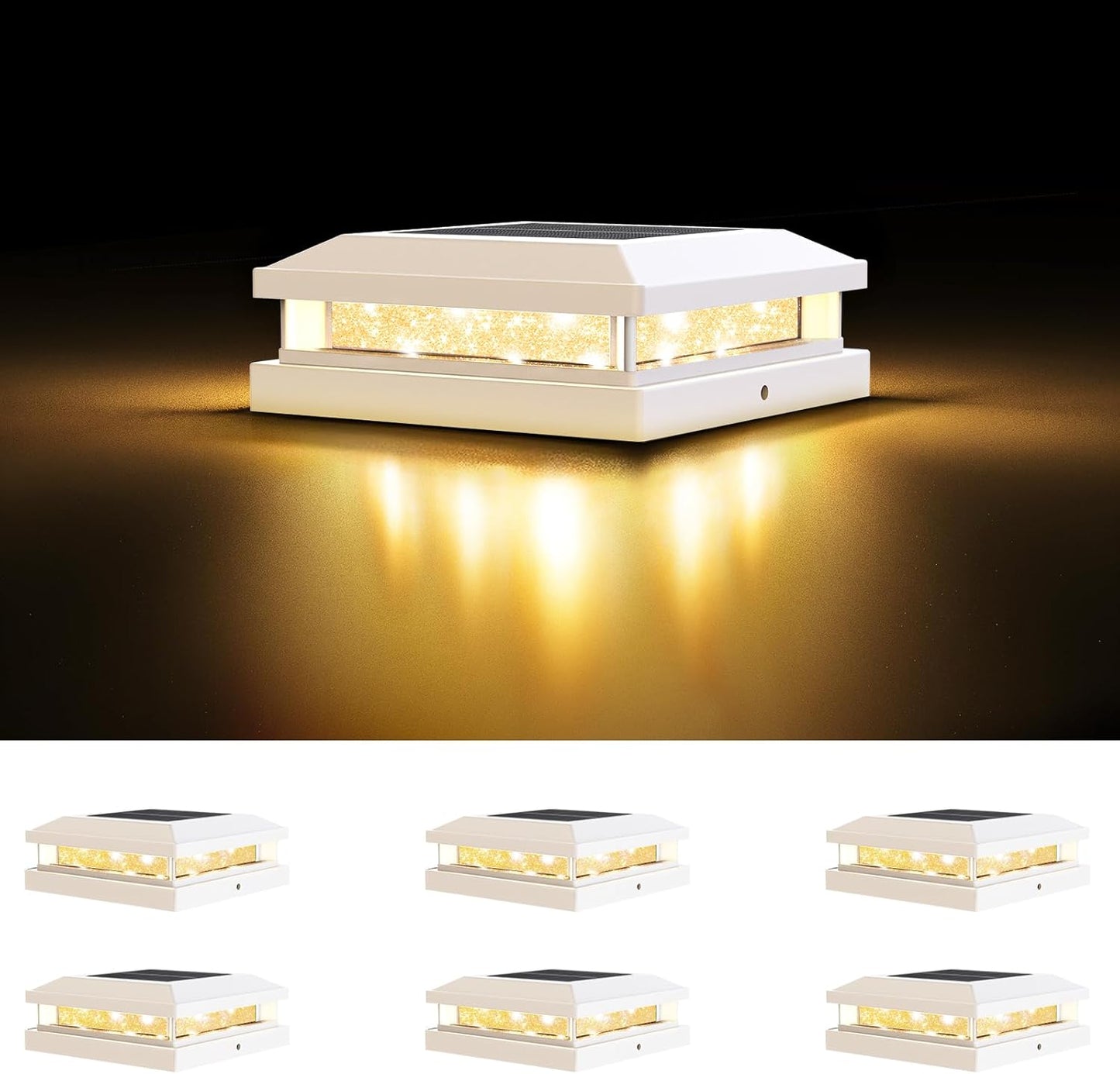 6 Pack Solar Post Cap Lights for Outdoor Decks and Patios
