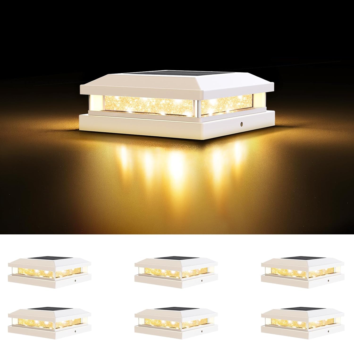 6 Pack Solar Post Cap Lights for Outdoor Decks and Patios