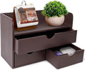 Besti Wooden Office Desk Organizer - Rustic Desktop Caddy