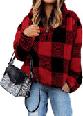 Womens Sherpa Quarter Zip Pullover - Cozy Fleece Sweatshirt