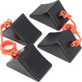 Heavy Duty Rubber Wheel Chocks with Eyebolt - Solid 4-Pack