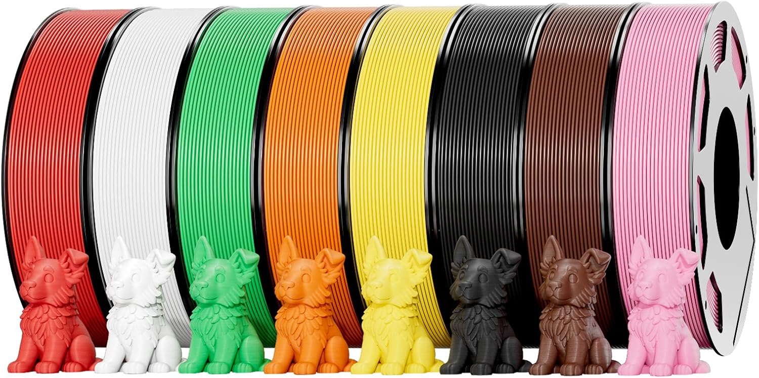 8-Color PLA Filament Bundle Set for 3D Printers - 1.75 mm