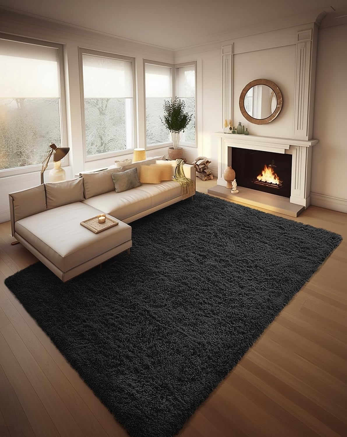 Ophanie 8x10 Black Area Rugs for Living Room and Bedroom