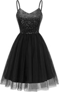Sparkly Sequin Glitter Mini Dress Spaghetti Strap - Adjustable Fit