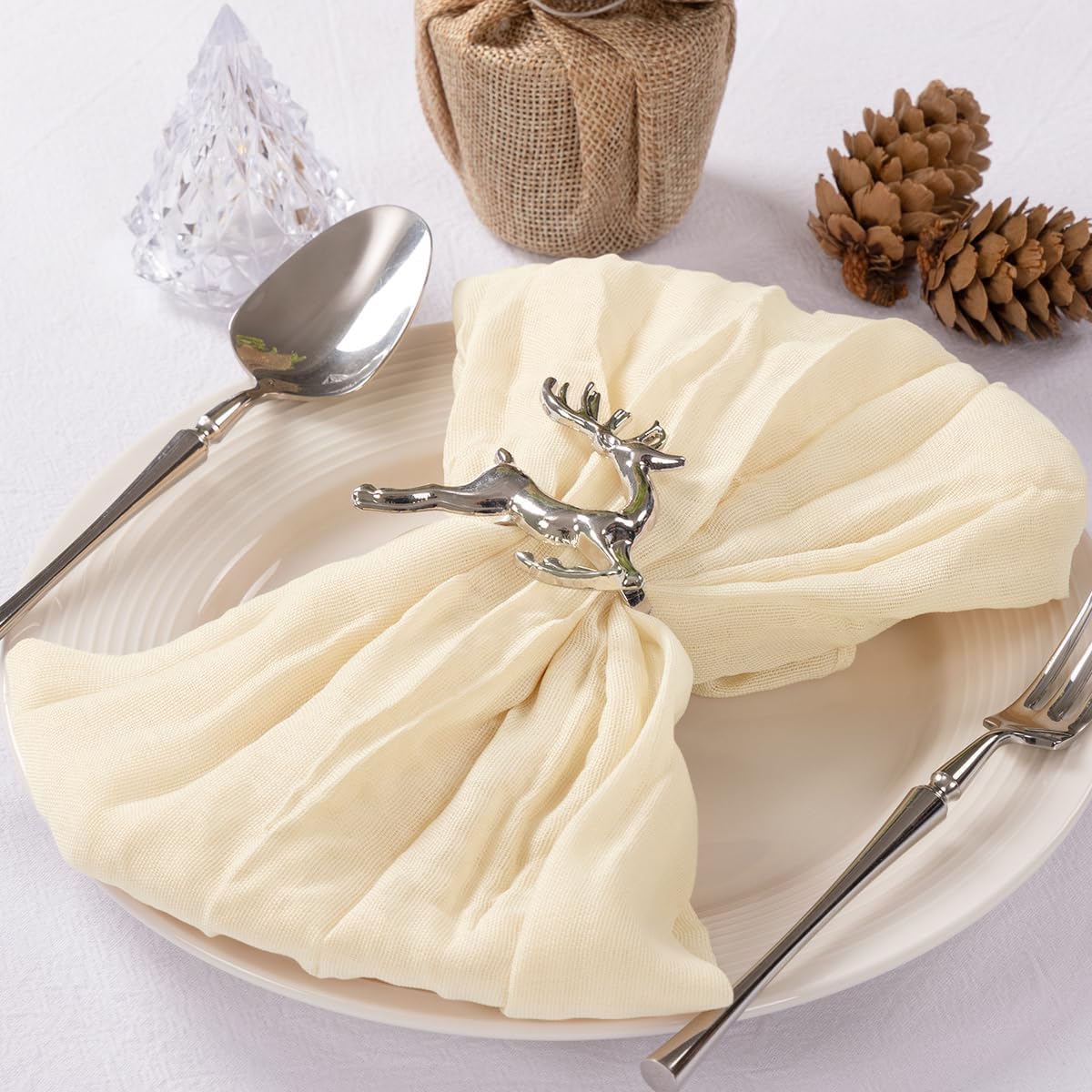 MLMC 60 Pack Beige Cheesecloth Napkins for Elegant Events