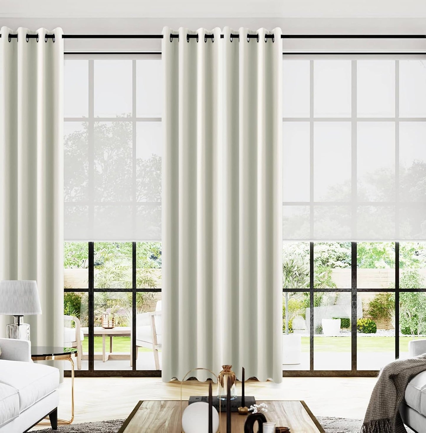 KOUFALL 132 Inch Curtains Long - Room Darkening Grommet Panels