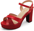 Womens Sparkly Platform Dress Sandals - Comfortable 3.8in