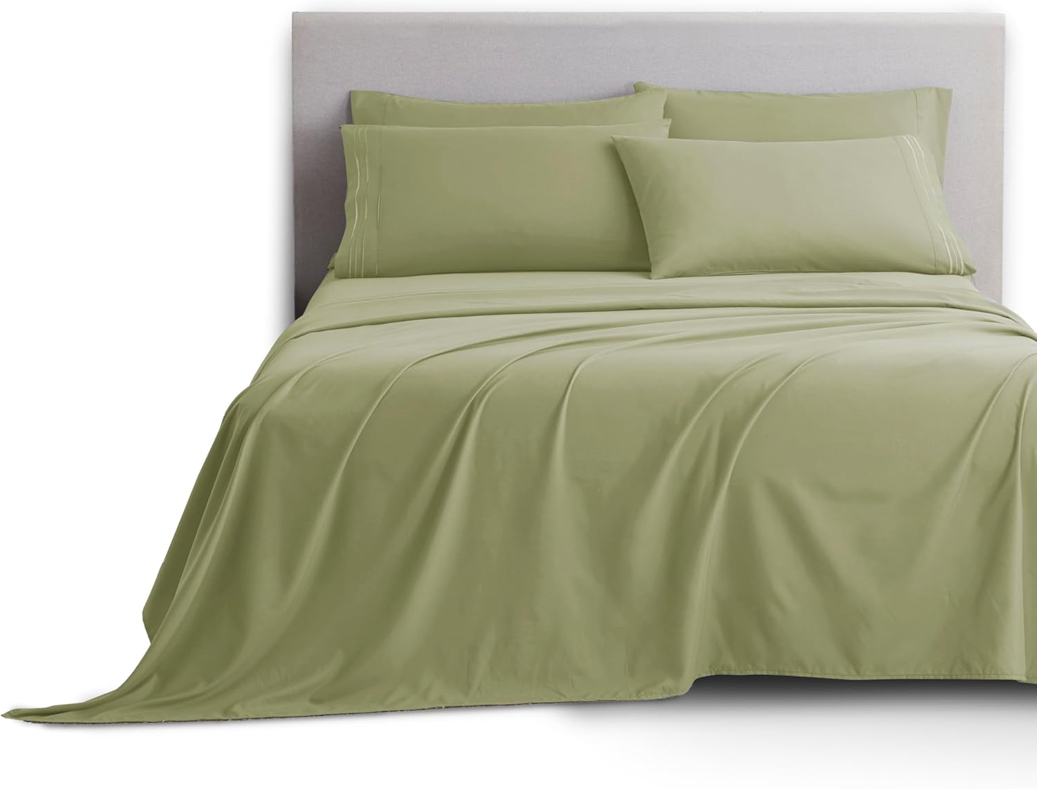 Clara Clark King Sheets Set - Luxury Microfiber Bedding in Sage Green